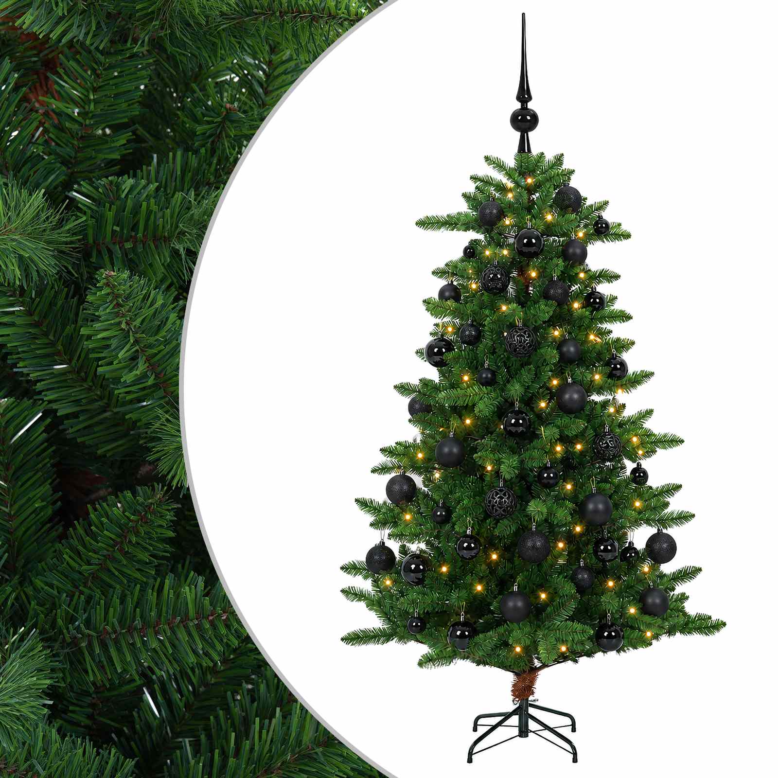 vidaXL Umelý vianočný stromček s guľami 150 cm 150 LED Teplá biela