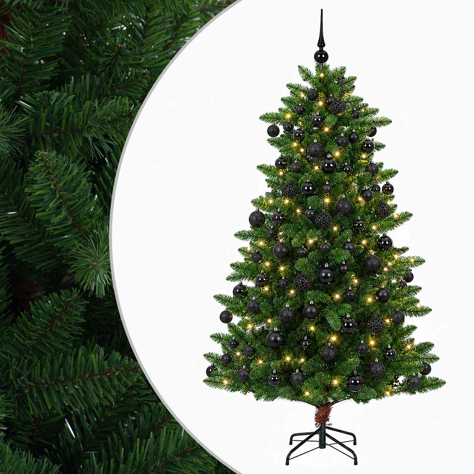 vidaXL Umelý vianočný stromček s guľami 180 cm 300 LED Teplá biela