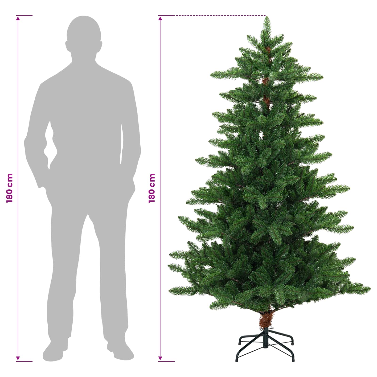 Umjetno božično drevo z okrasnimi kroglami 180 cm 300 LED