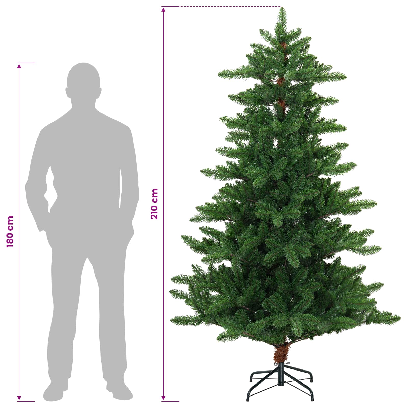 Umjetno božično drevo z okrasnimi kroglami 210 cm 300 LED