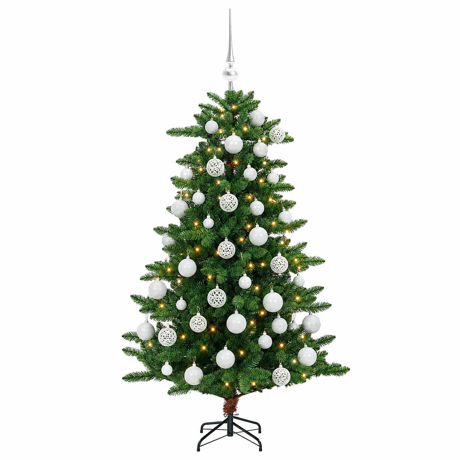Umjetno božično drevo z okrasnimi kroglami 120 cm 150 LED