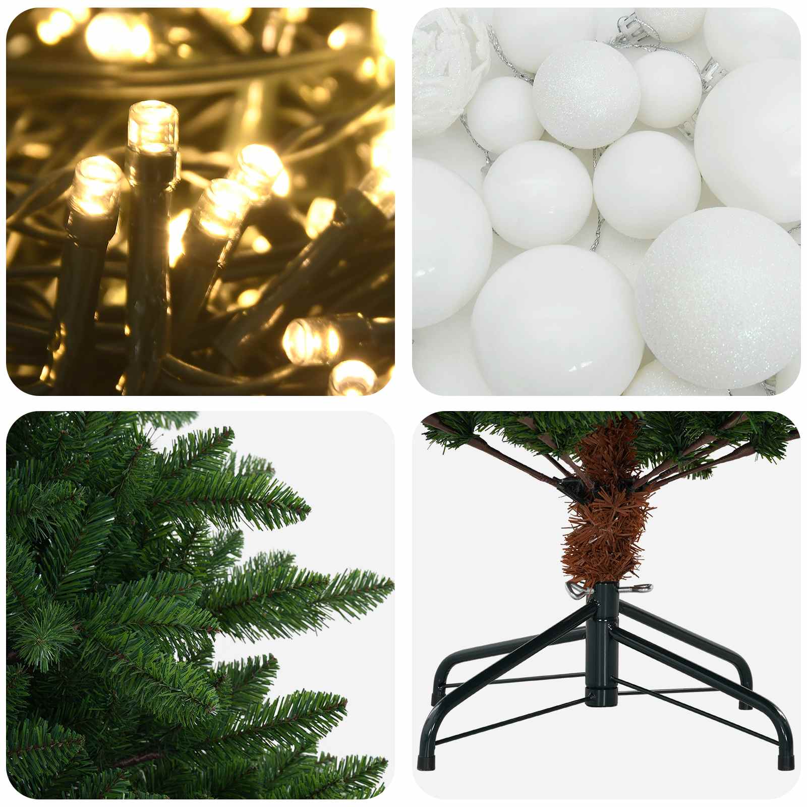 Umjetno božično drevo z okrasnimi kroglami 150 cm 150 LED