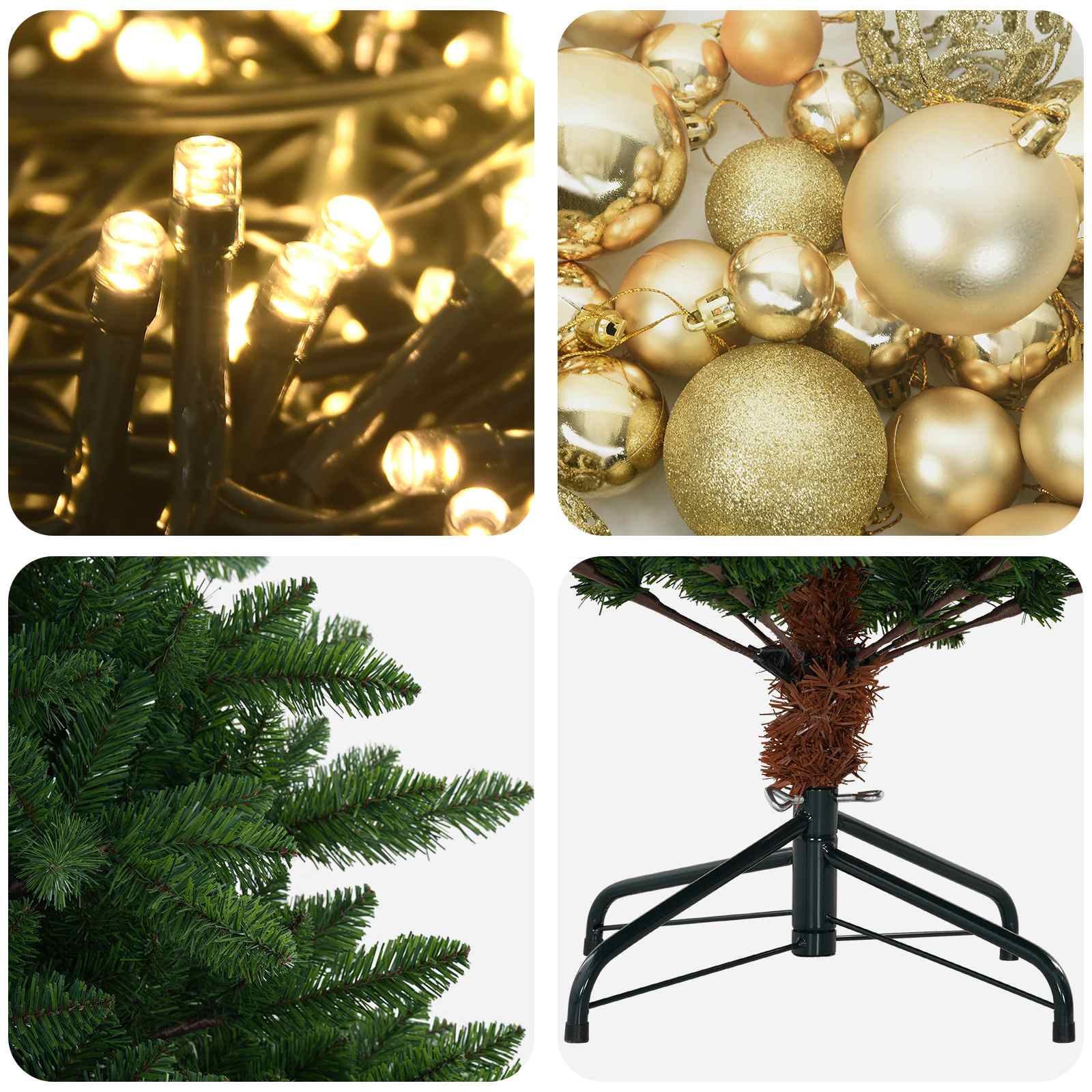 Artificial Christmas Tree with Bauble 150 cm 150 LED Toplo bela