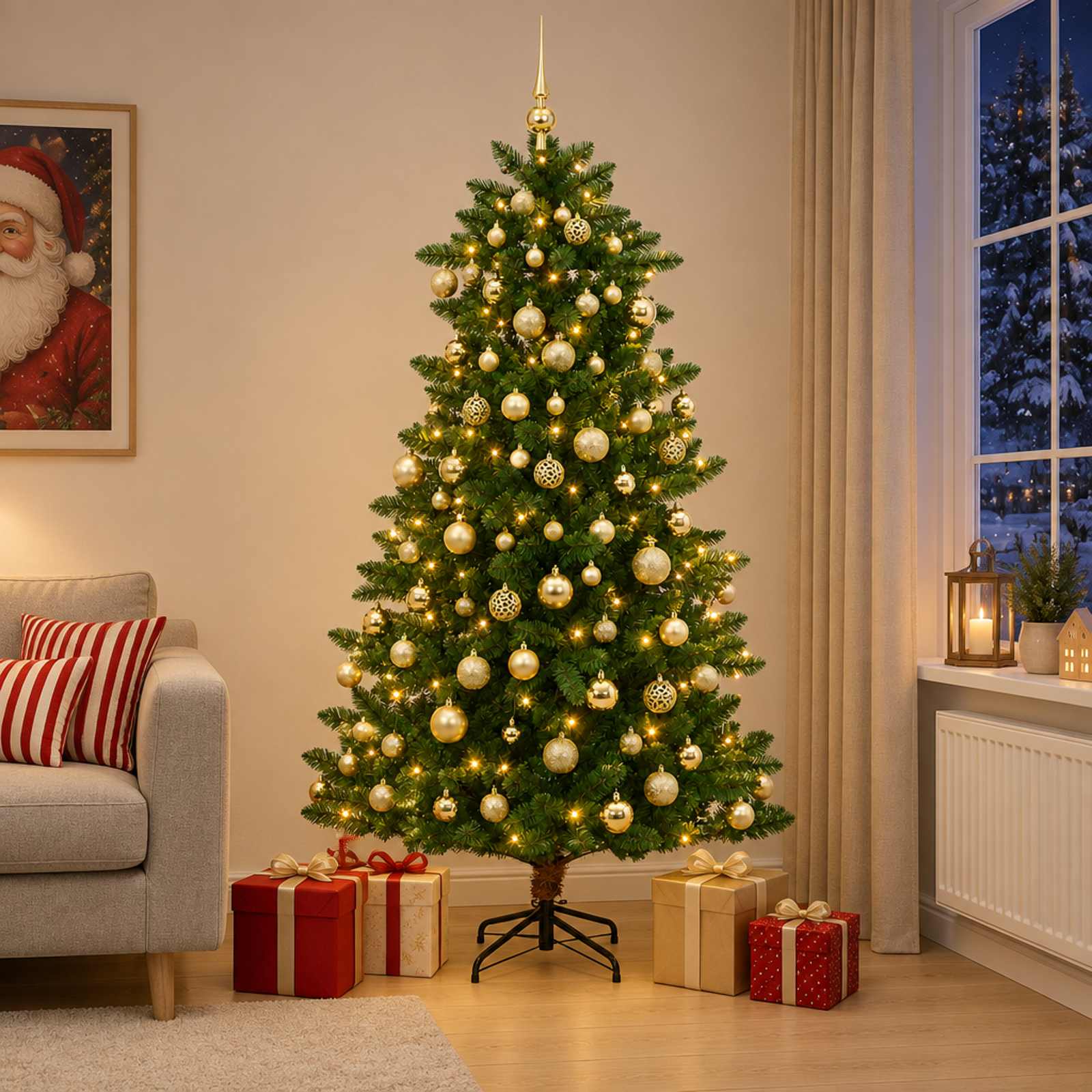 vidaXL Artificial Christmas Tree with Bauble 180 cm 300 LED'er