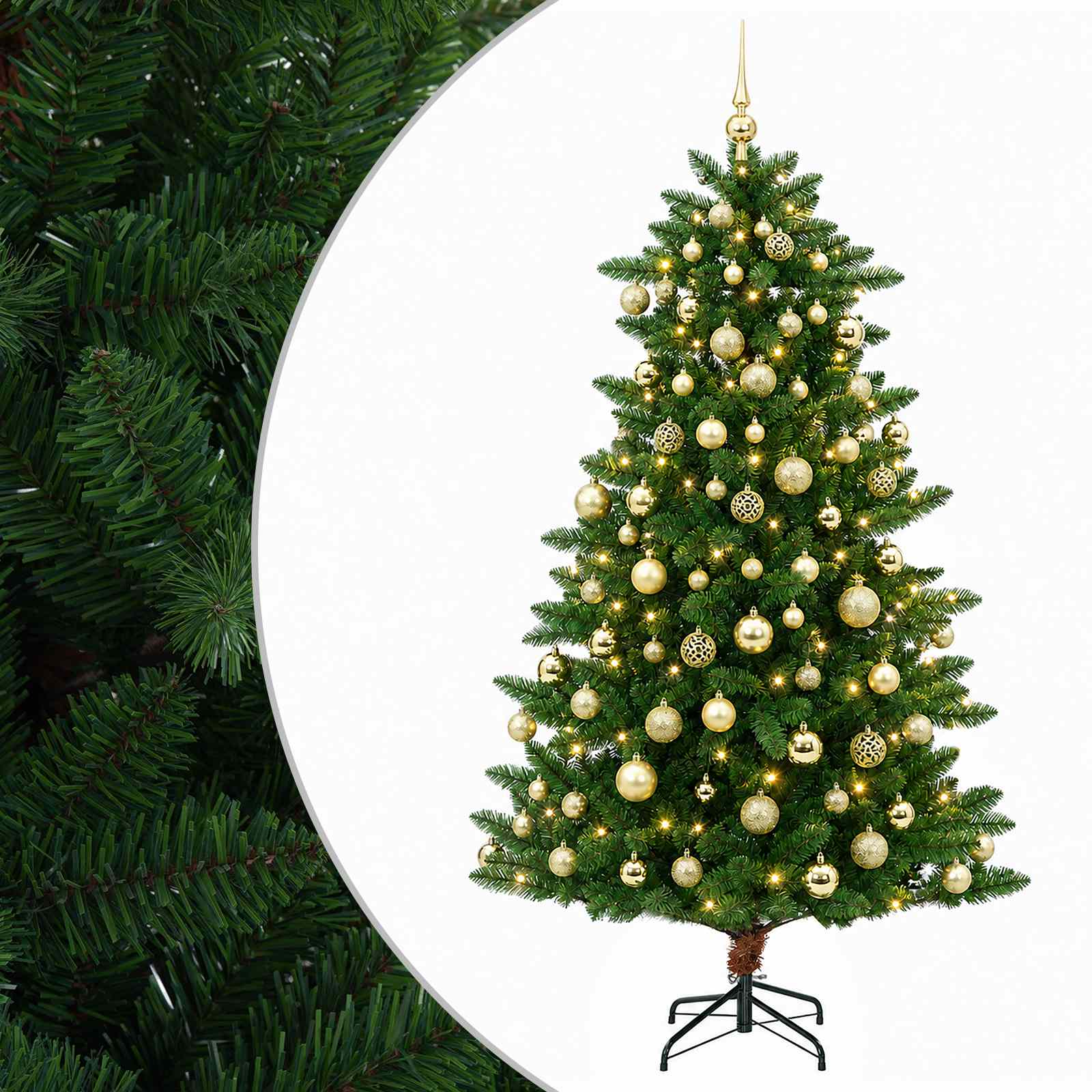 Artificial Christmas Tree with Bauble 210 cm 300 LED Toplo bela