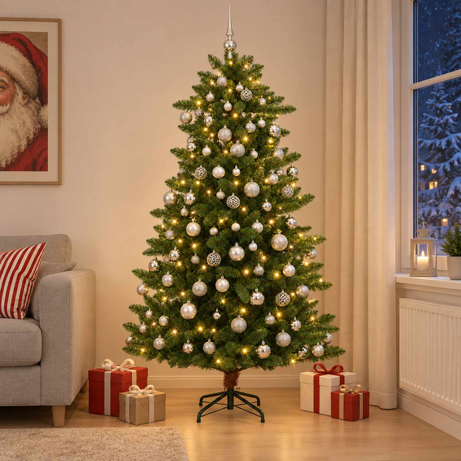 vidaXL Artificial Christmas Tree with Bauble 180 cm 300 LED'er