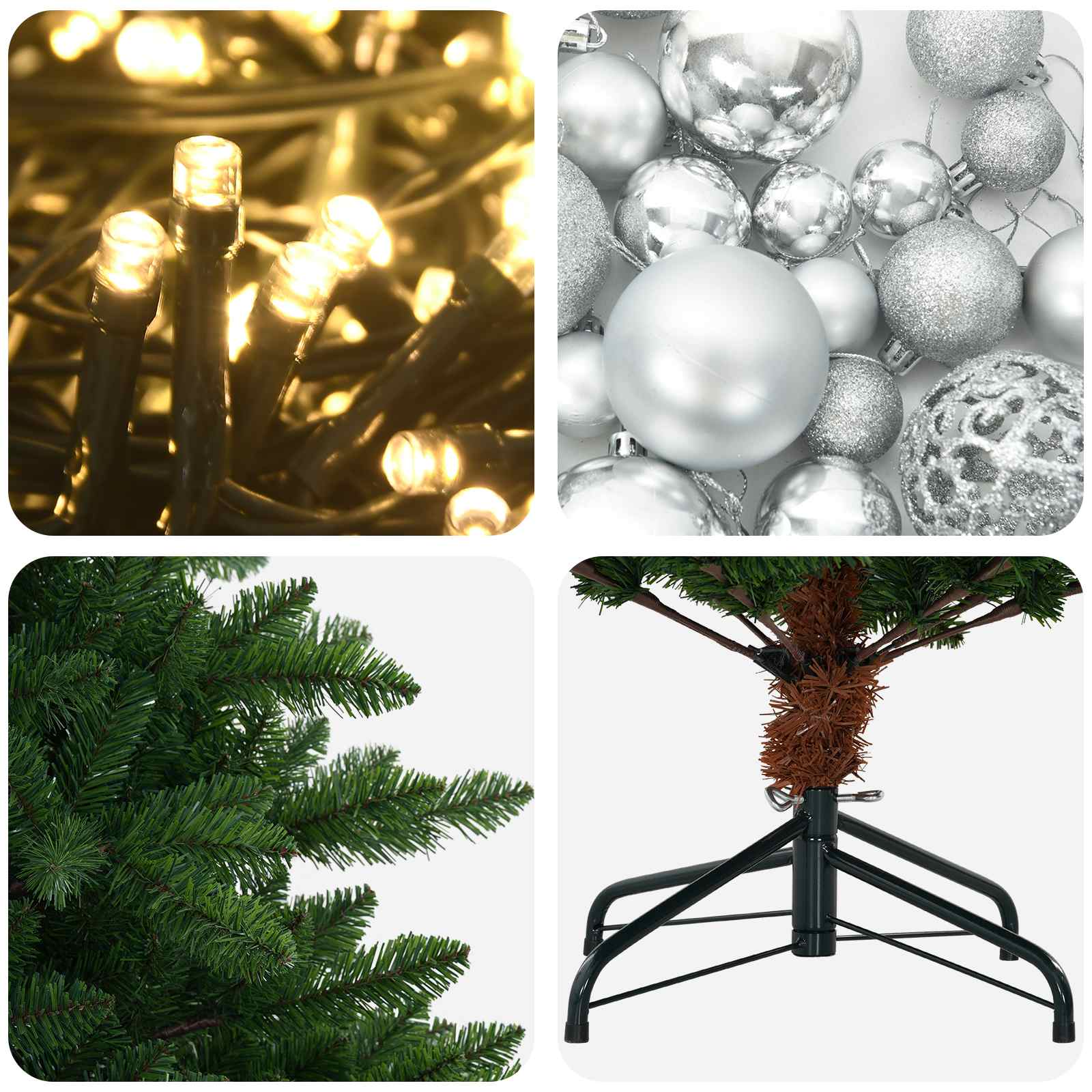 Artificial Christmas Tree with Bauble 210 cm 300 LED Toplo bela