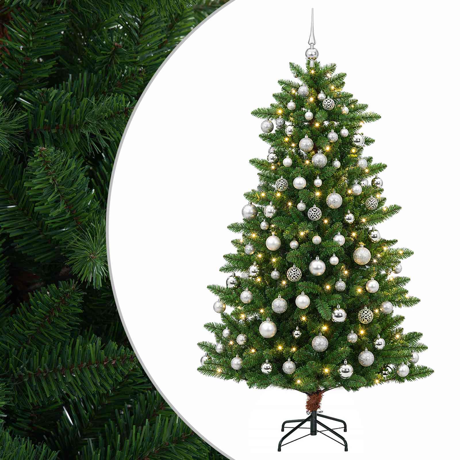Artificial Christmas Tree with Bauble 240 cm 300 LED Toplo bela