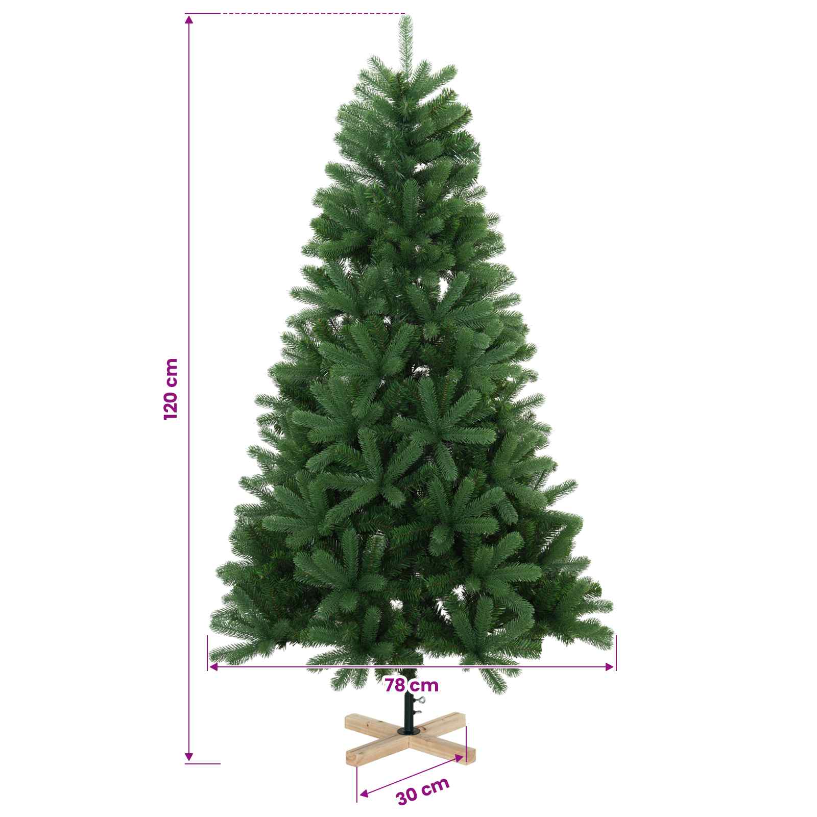Artificial Christmas Tree with Bauble 150 LEDs size guide