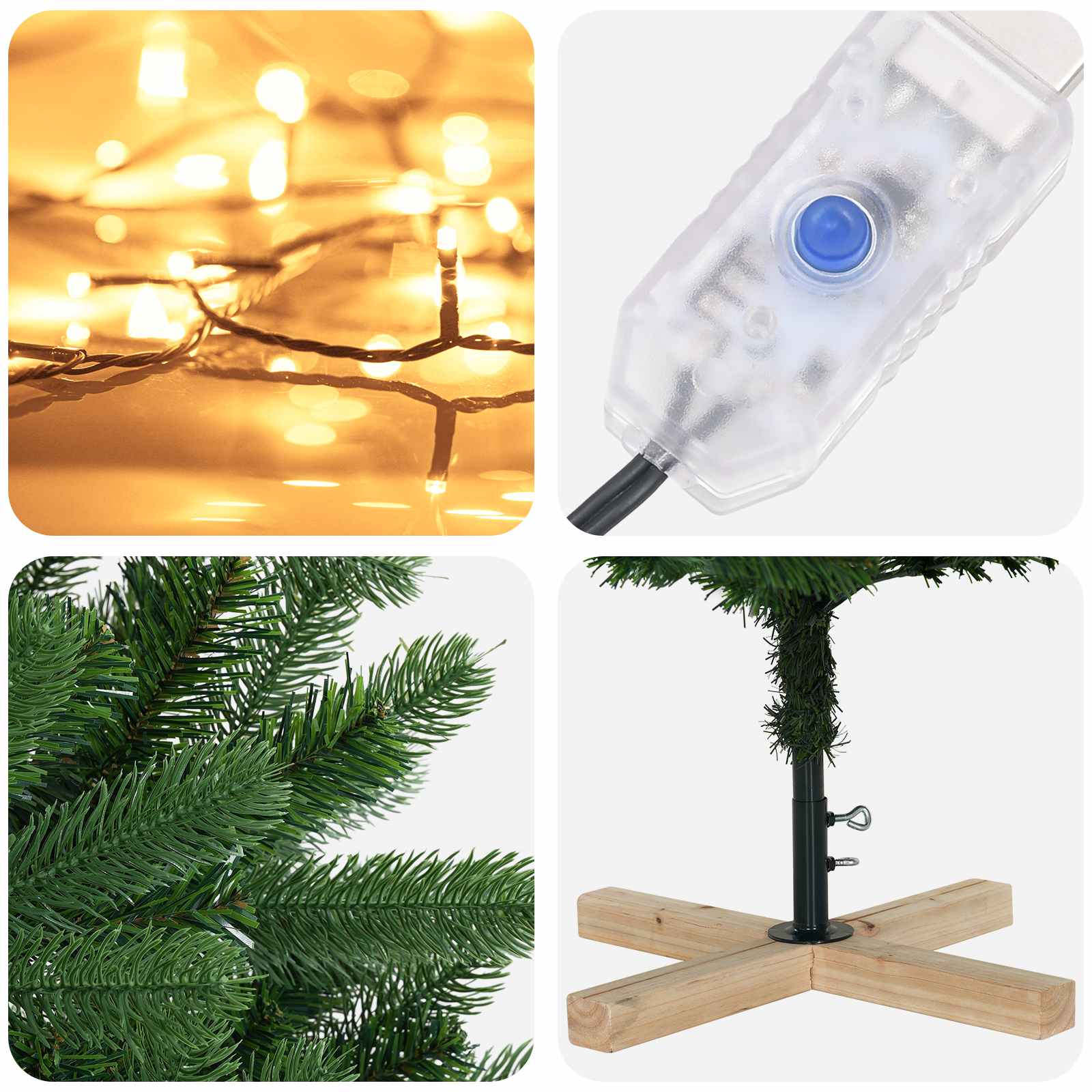 Umestno božično drevo 180 cm 300 LED Toplo bela PVC Zelena