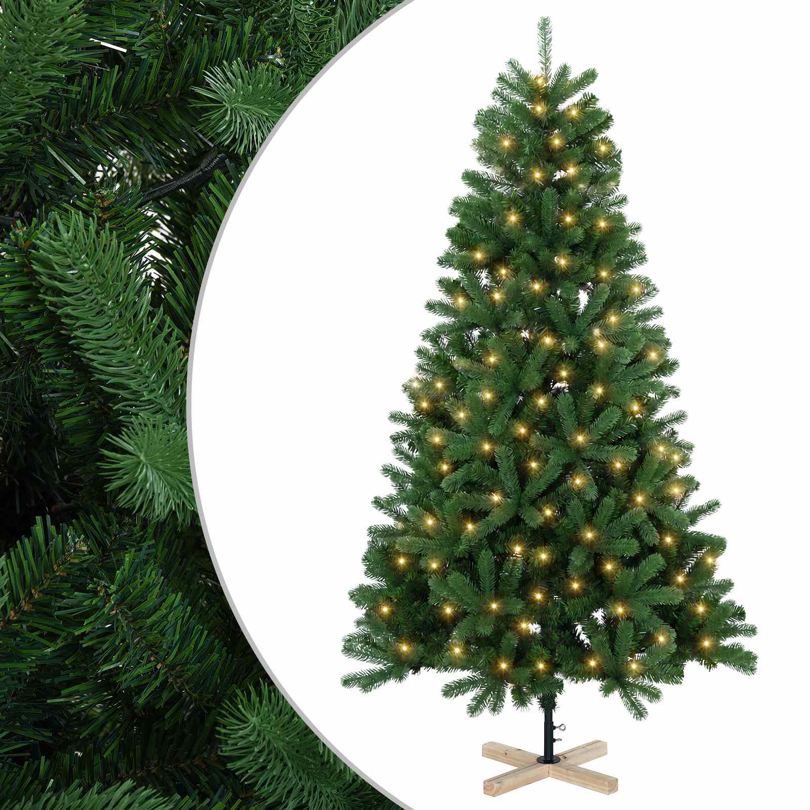 Umestno božično drevo 210 cm 300 LED Toplo bela PVC Zelena