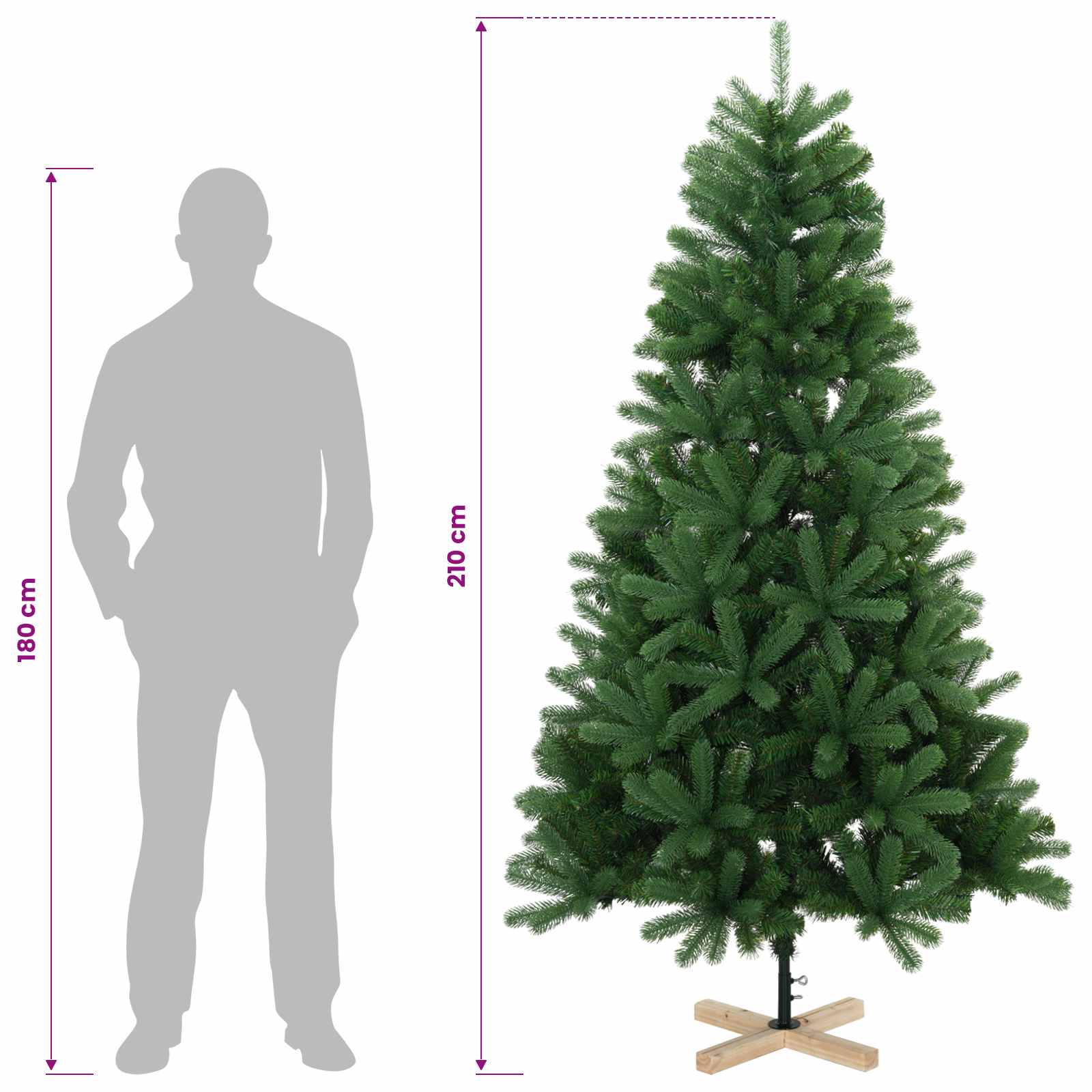 Artificial Christmas Tree with Bauble 300 LEDs size guide