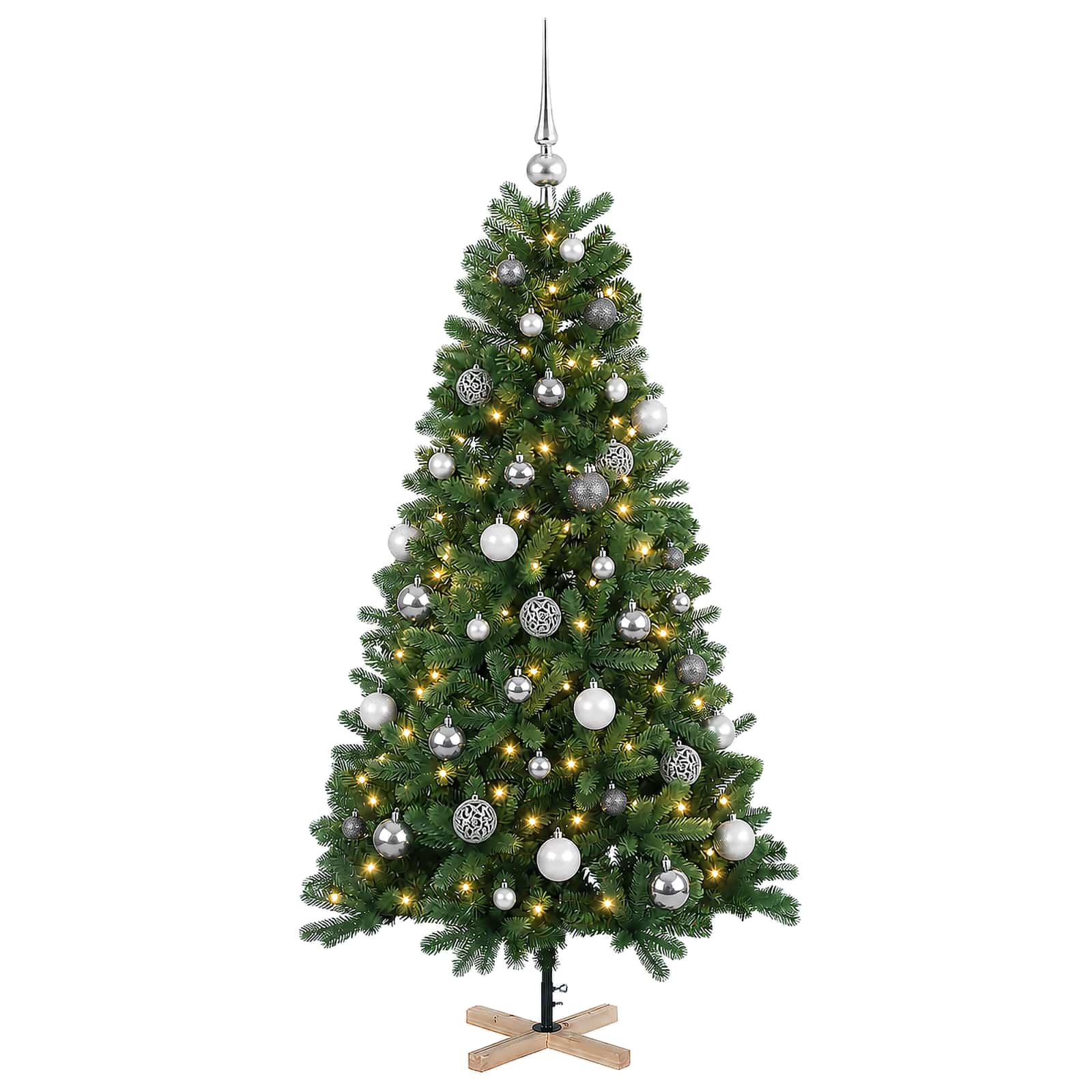 Umetna božična jelka z bučko 120 cm 150 LED Toplo bela PVC