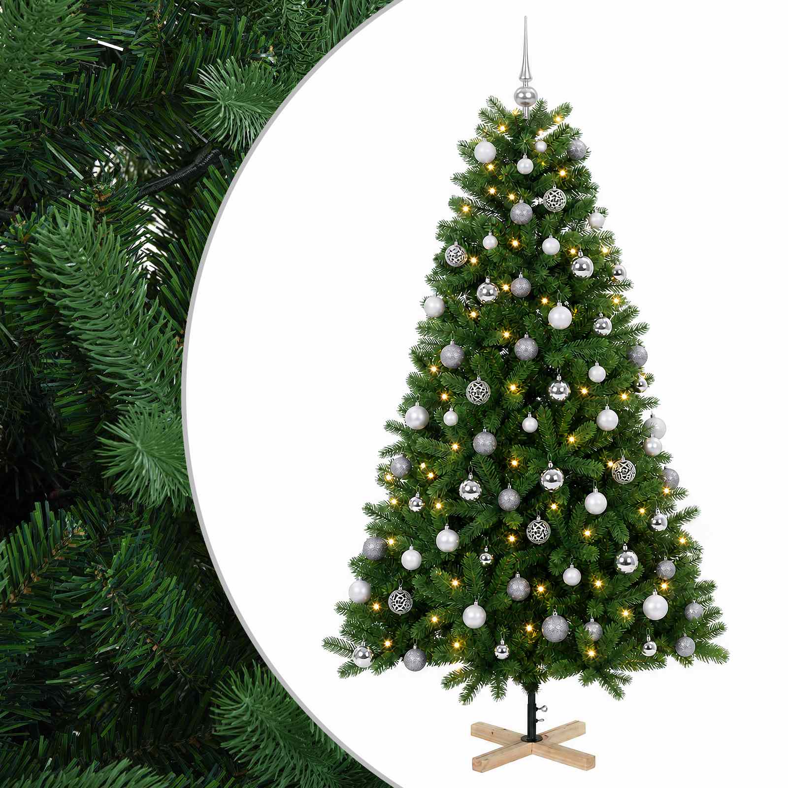 Umetna božična jelka z bučko 240 cm 300 LED Toplo bela PVC