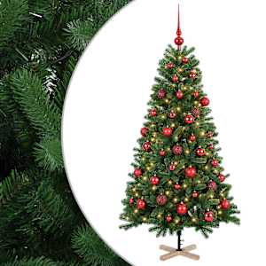 vidaXL Kunstkuusk koos j&otilde;ulukuuliga 120 cm 150 LED-i Soe valge PVC