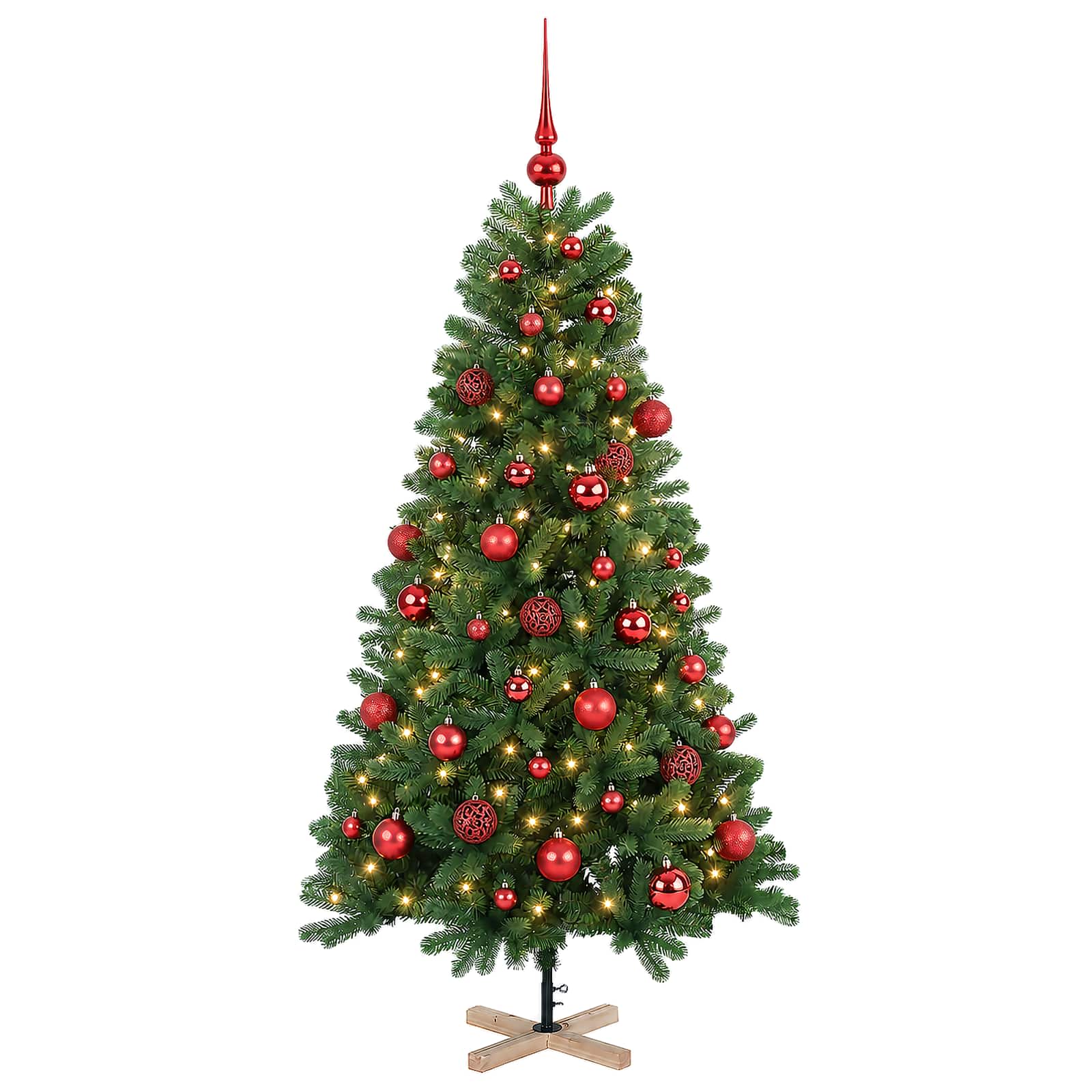 Umetna božična jelka z bučko 150 cm 150 LED Toplo bela PVC