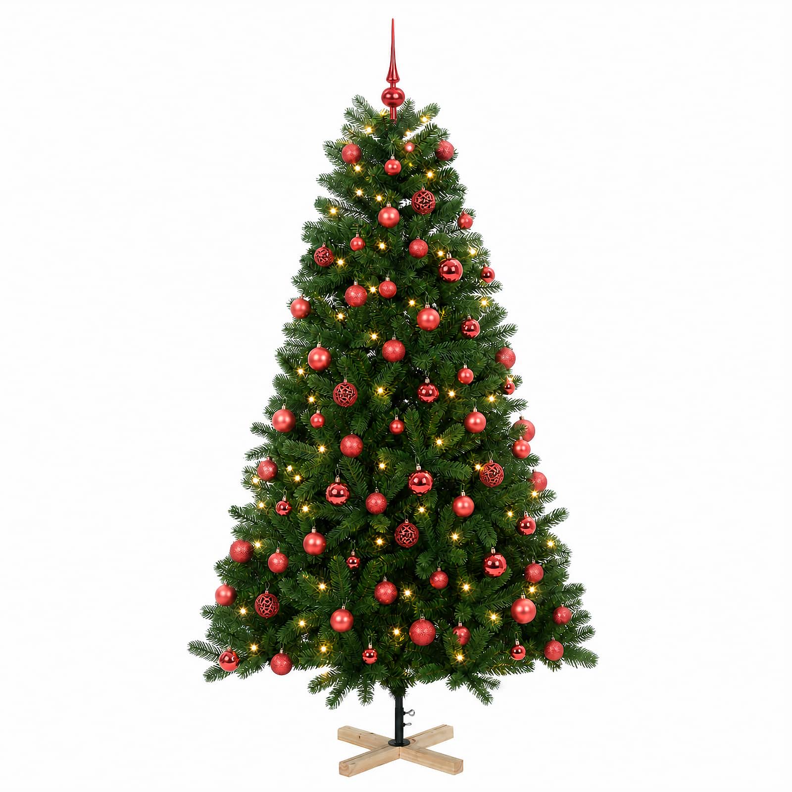 Umetna božična jelka z bučko 210 cm 300 LED Toplo bela PVC