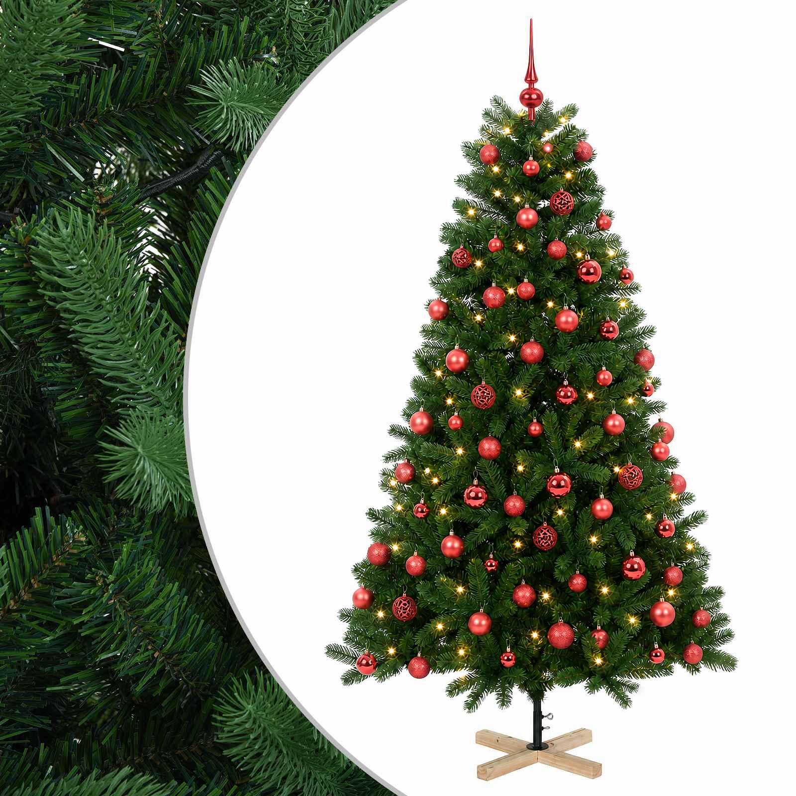 Umetna božična jelka z bučko 240 cm 300 LED Toplo bela PVC