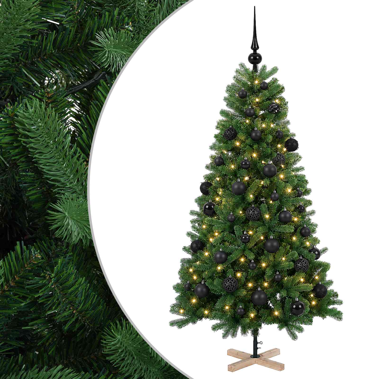 vidaXL Umelý vianočný stromček s vianočnými guľami 150 cm 150 LED