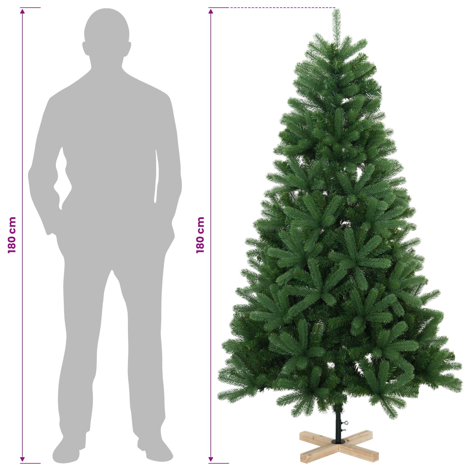 Umetna božična jelka z bučko 180 cm 300 LED Toplo bela PVC