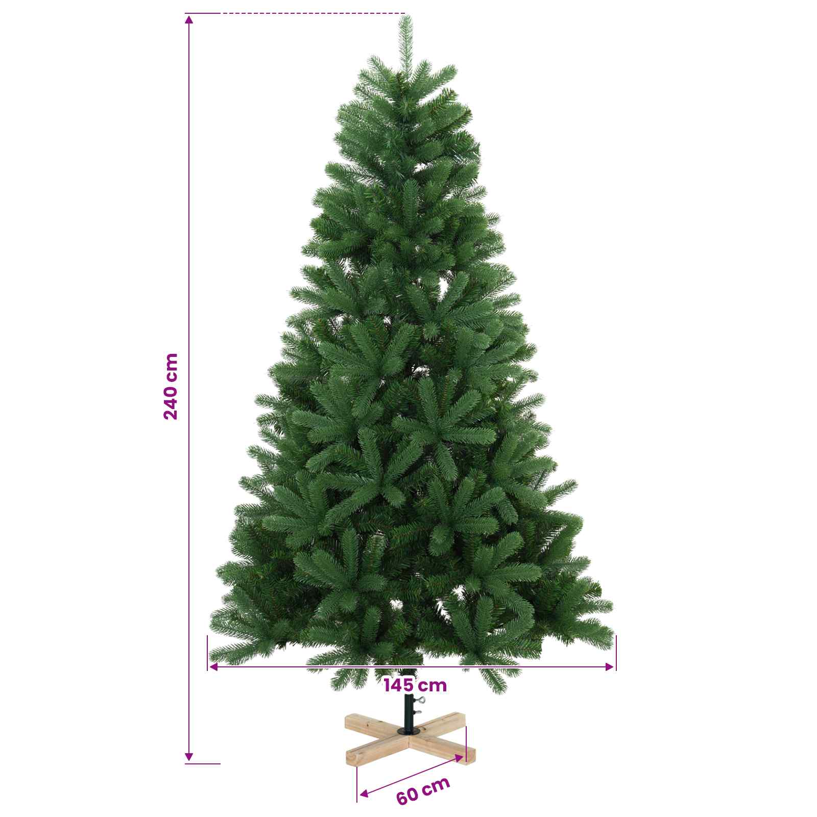 Umetna božična jelka z bučko 240 cm 300 LED Toplo bela PVC