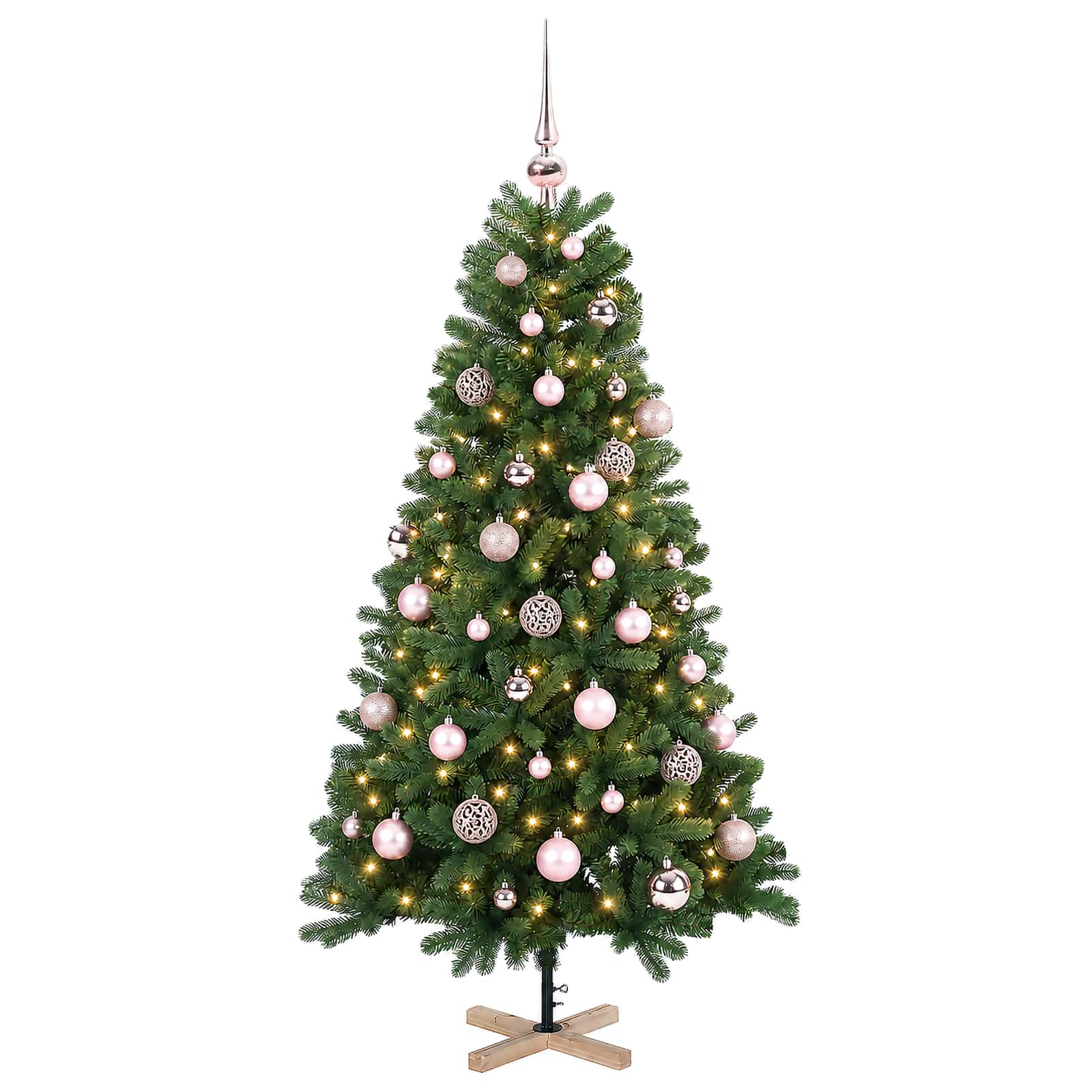 Umetna božična jelka z bučko 120 cm 150 LED Toplo bela PVC