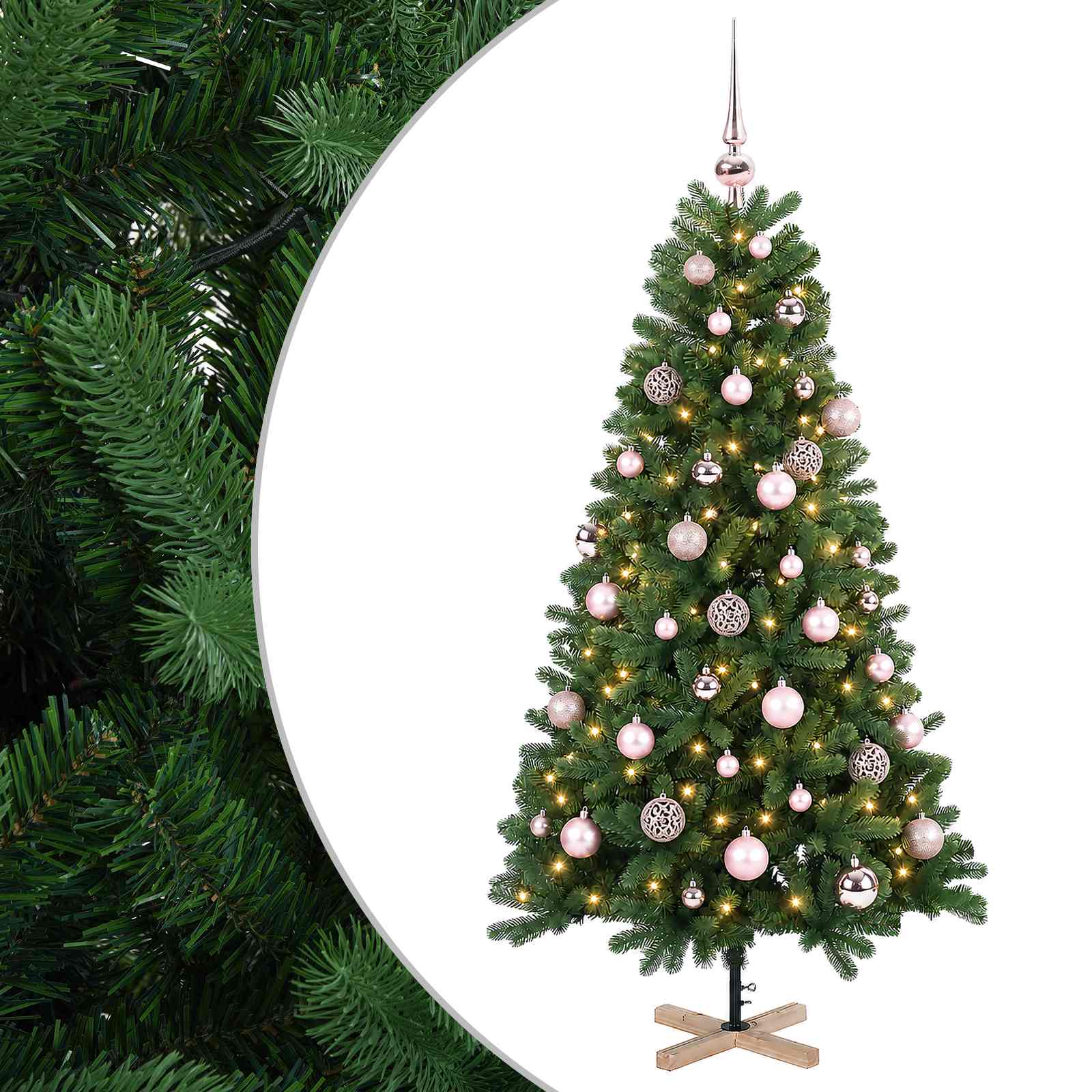 vidaXL Umelý vianočný stromček s vianočnými guľami 150 cm 150 LED