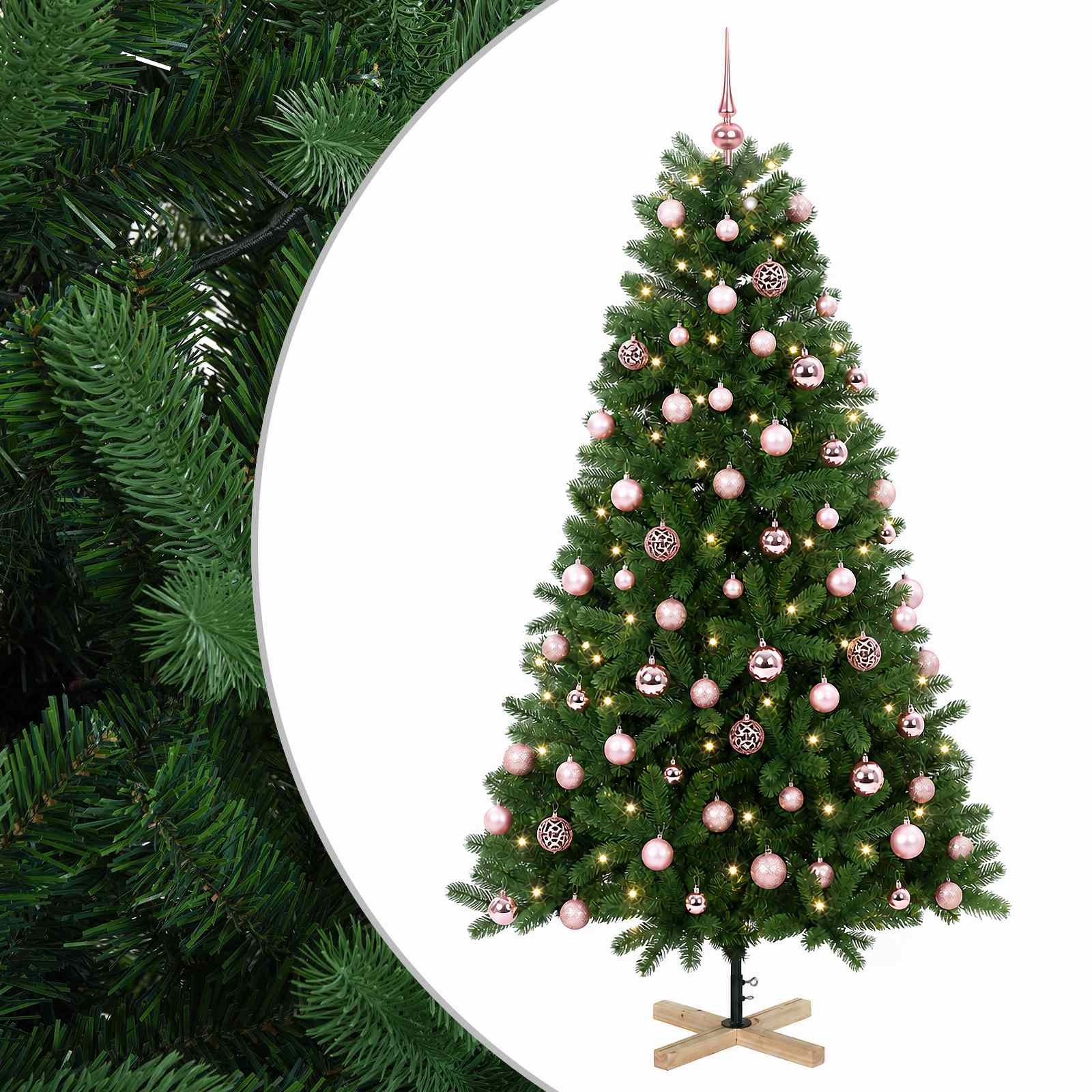 Umetna božična jelka z bučko 180 cm 300 LED Toplo bela PVC