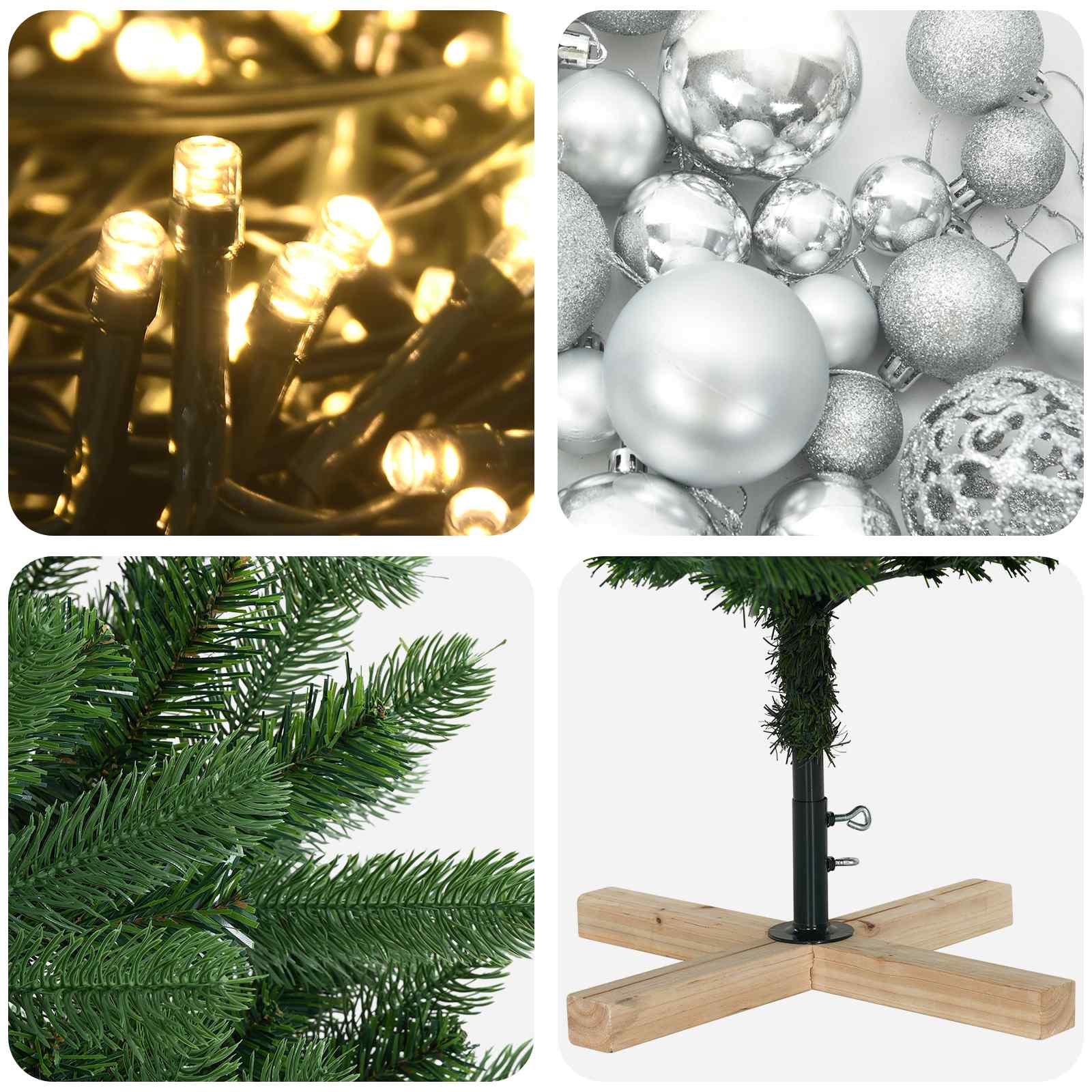 Umetna božična jelka z bučko 120 cm 150 LED Toplo bela PVC