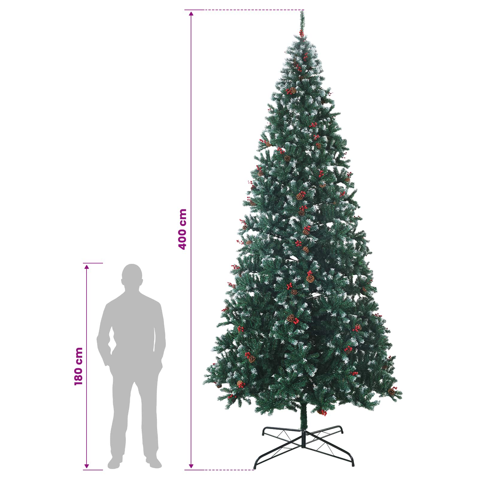 Umetno božično drevesce s tečaji in okraski 400 cm 600 LED