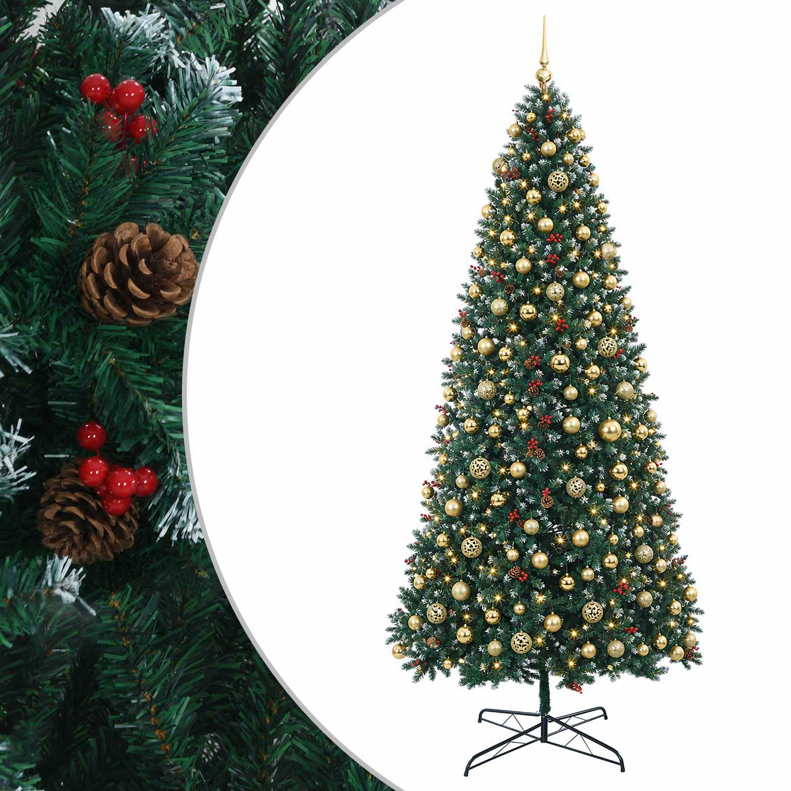 Umetno božično drevesce s tečaji in okraski 400 cm 600 LED