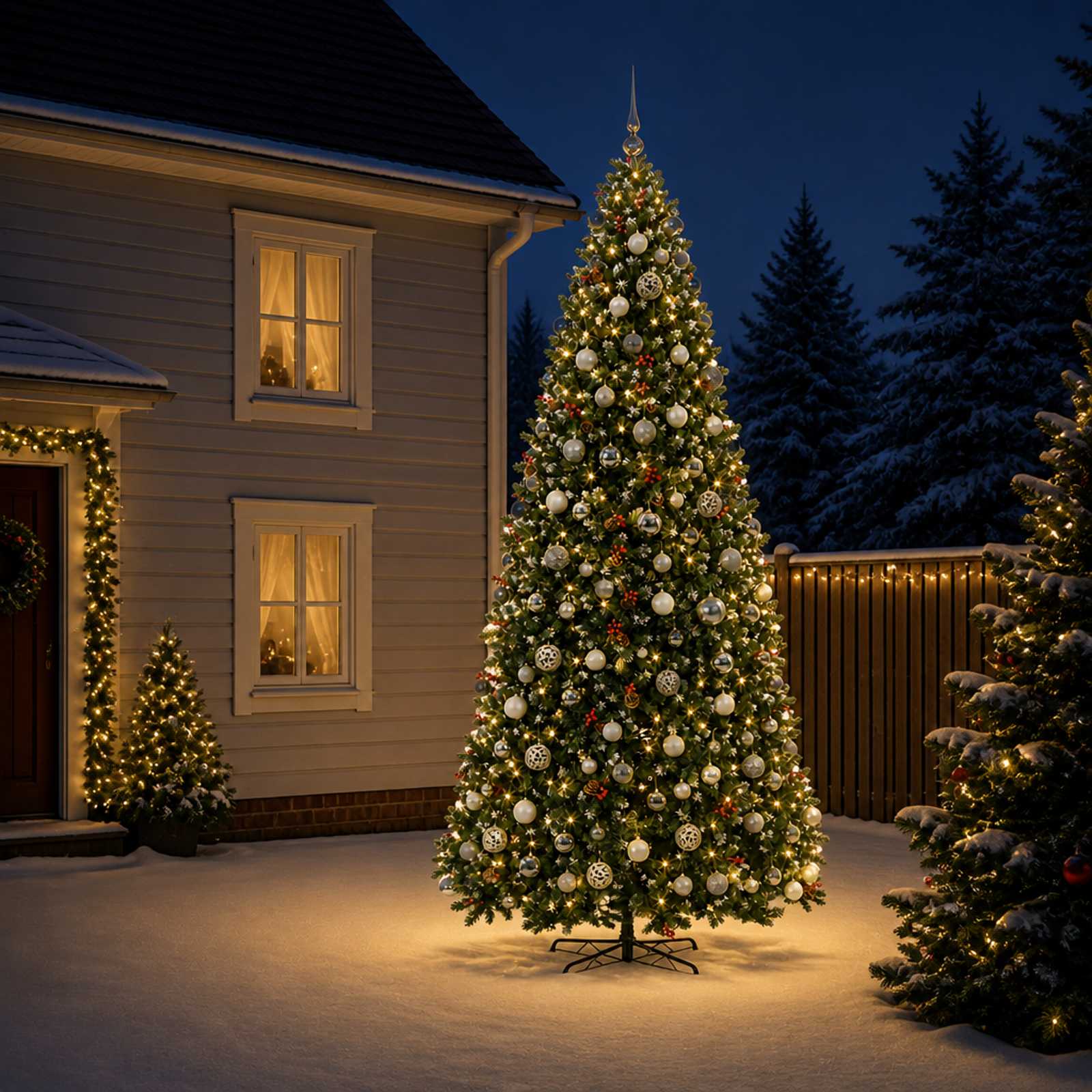 Umetno božično drevesce s tečaji in okraski 400 cm 600 LED