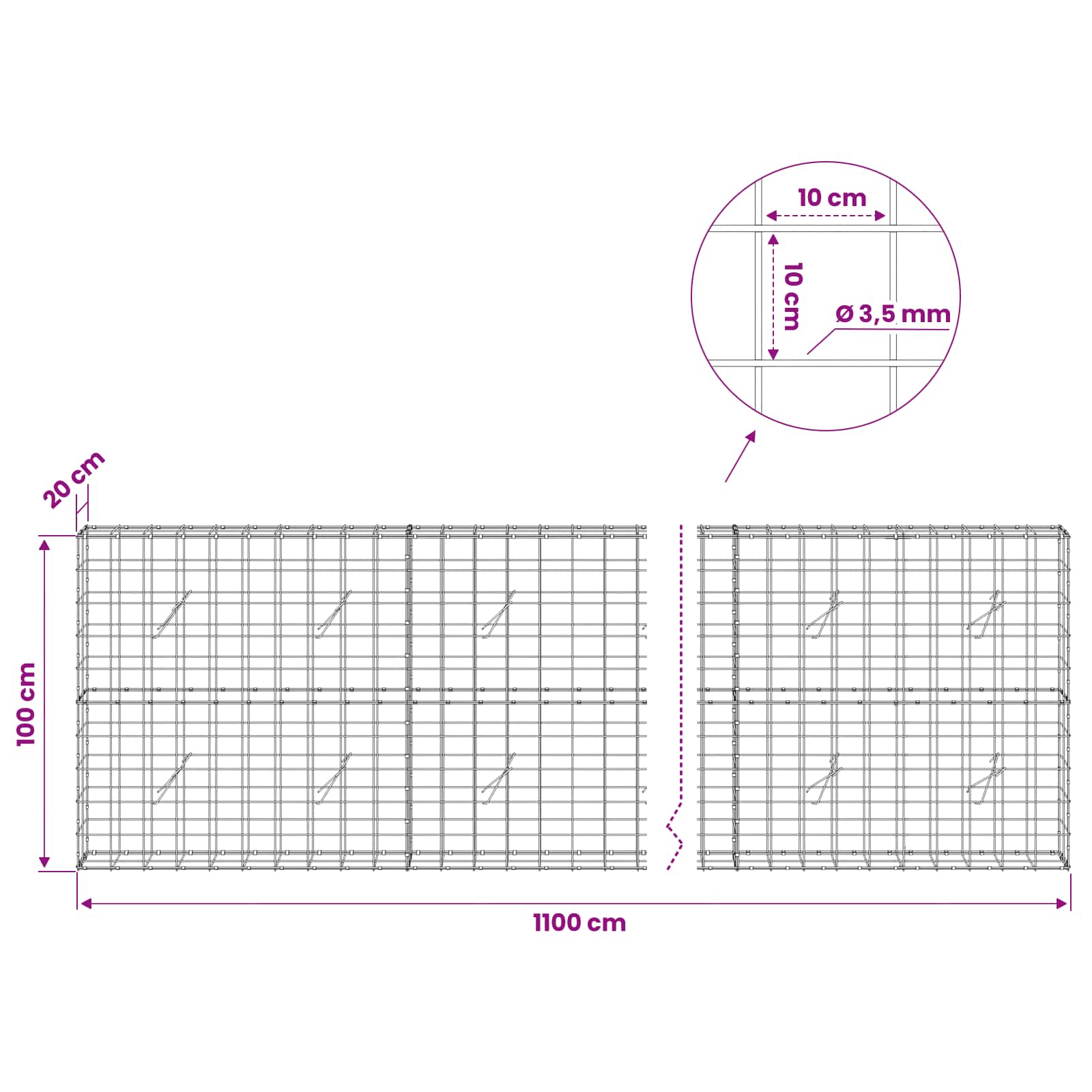 Gabion with Wire and Mesh size guide