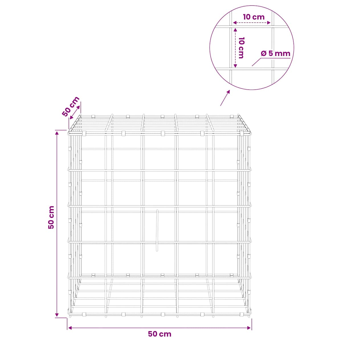 Gabion med 5 mm tråd og net - Billede 6
