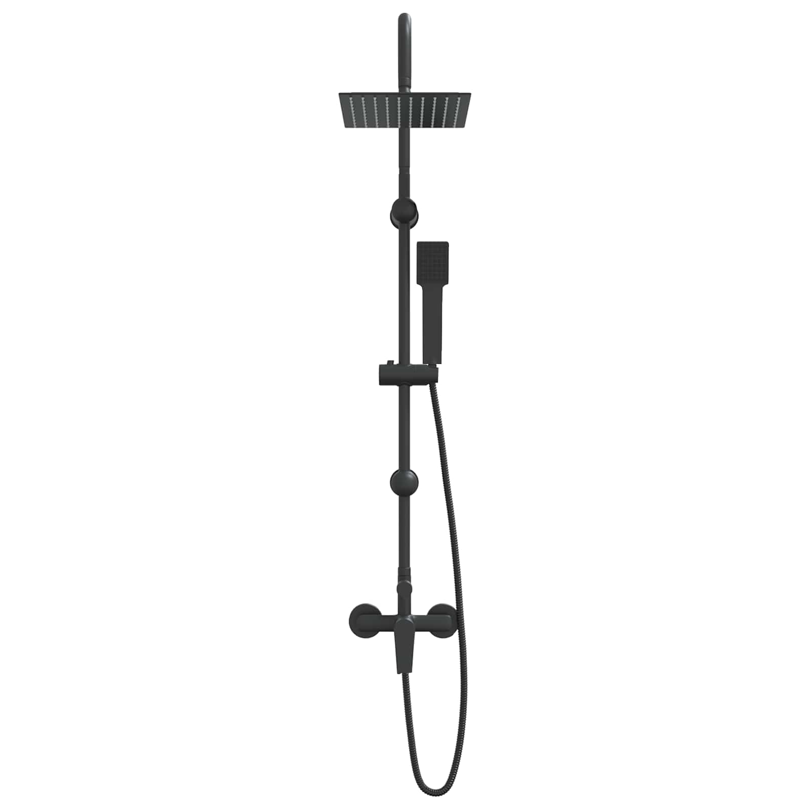 vidaXL - Douche - systeem - Zwart - Roestvrij - staal - 21 - x - 48 - x - 112 - cm
