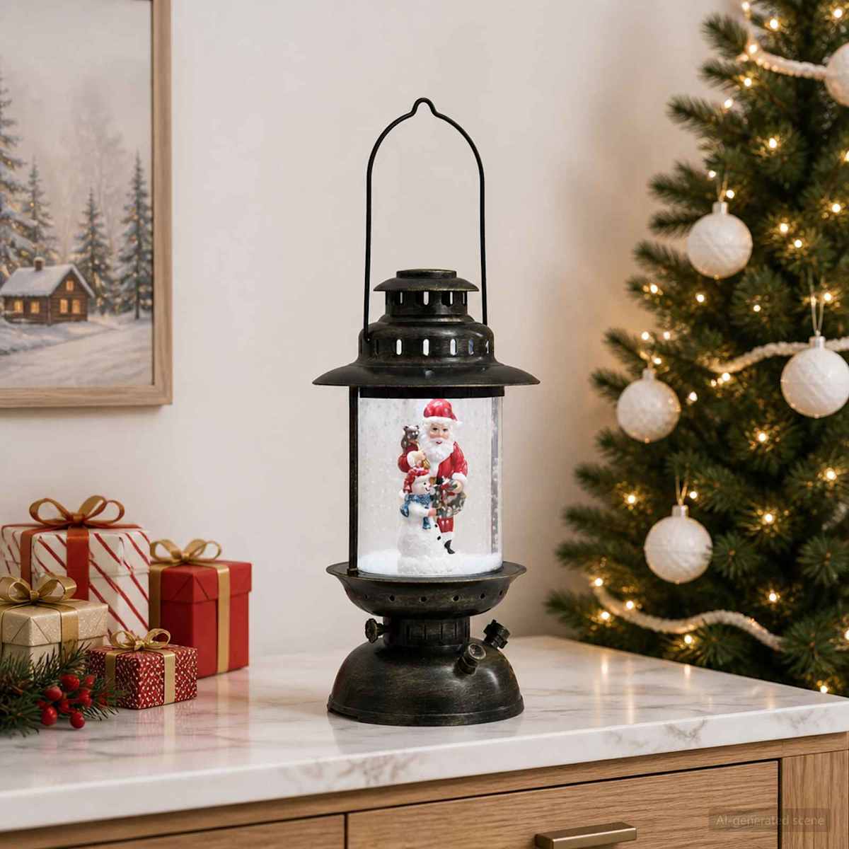Christmas Lantern ESPOO Kold hvid Ø 21 x 40,5 cm - Billede 3