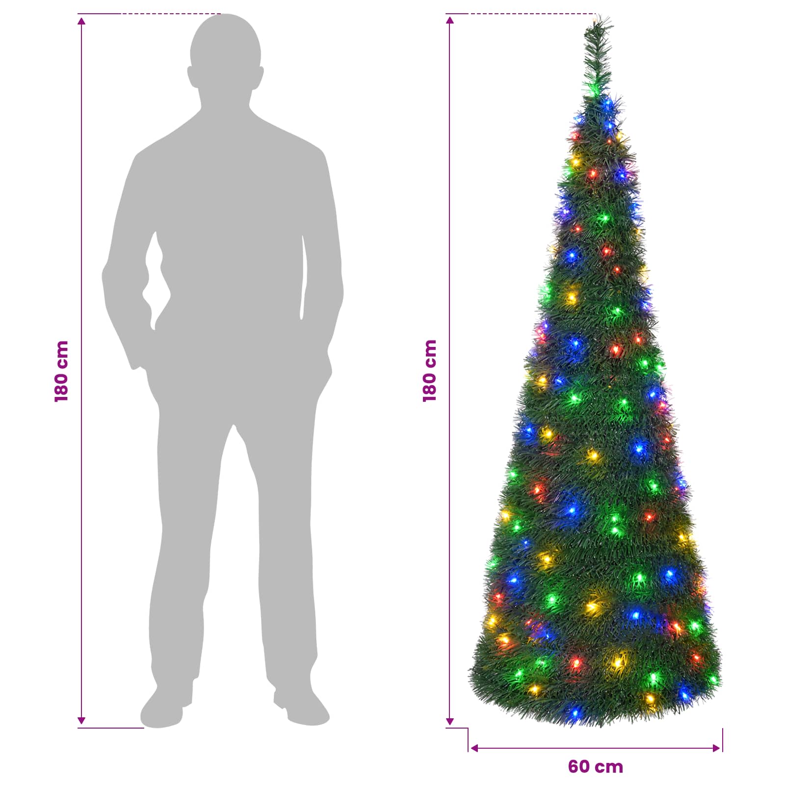 Pop-up LED božično drevo 180 cm 150 LED PVC Zelena