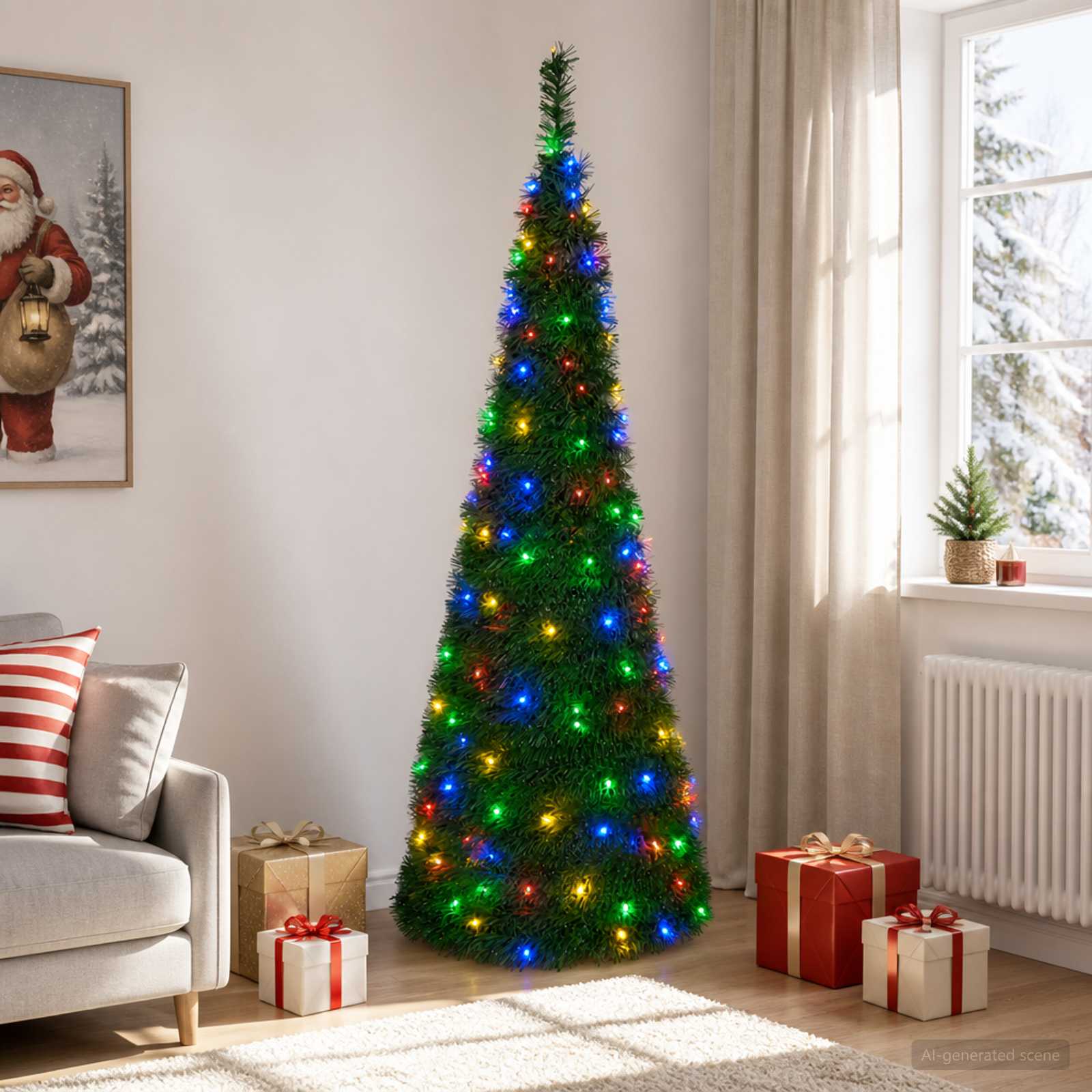 Pop-up LED božično drevo 210 cm 200 LED PVC Zelena