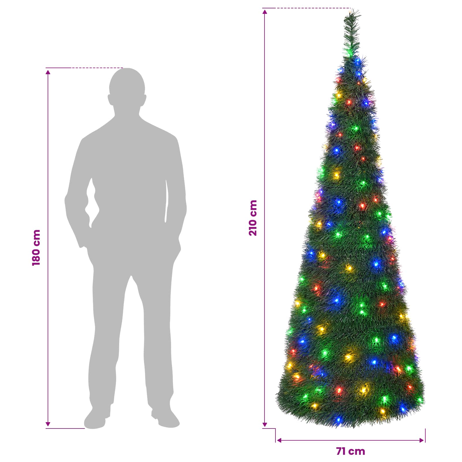 Pop-up LED božično drevo 210 cm 200 LED PVC Zelena