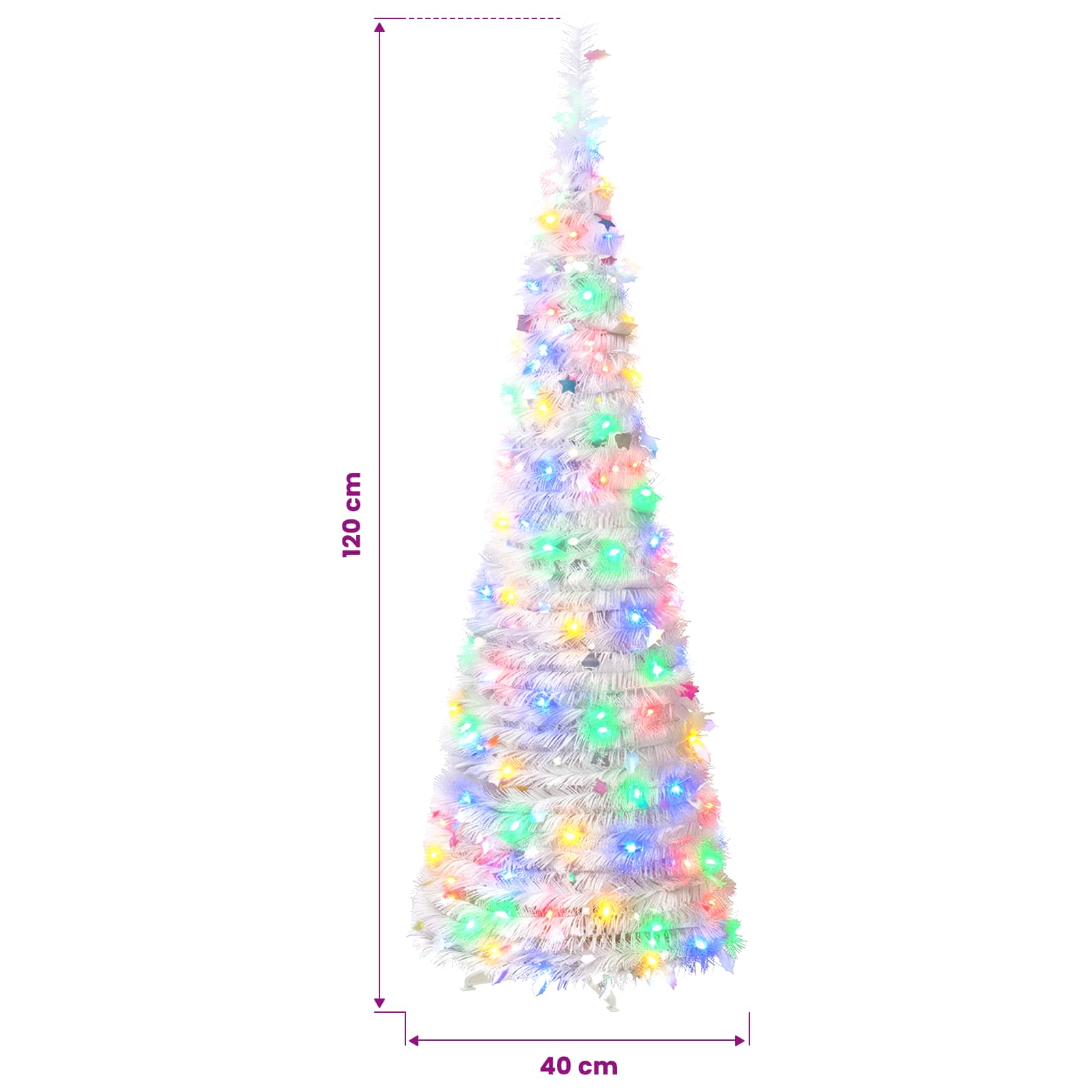 Pop Up LED Christmas Tree 50 LEDs size guide