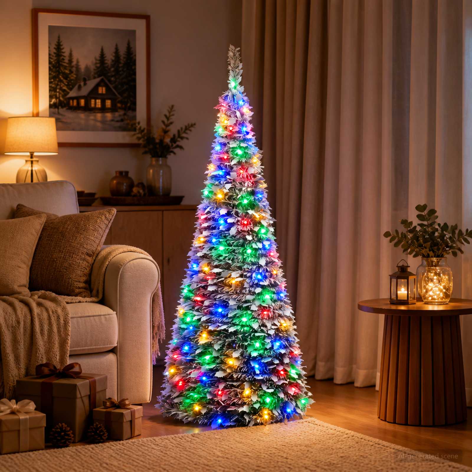 Pop-up LED božično drevo 120 cm 50 LED PVC Zelena in bela