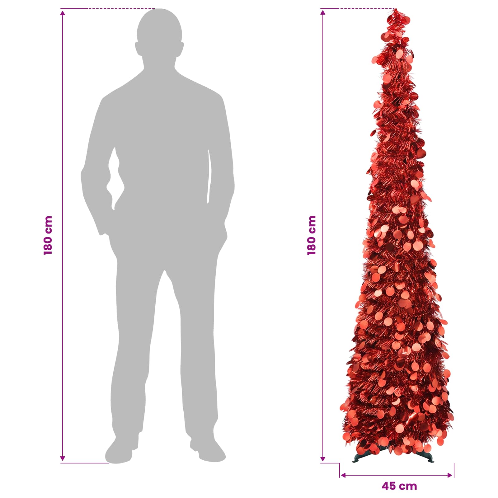 Pop-up božično drevo 180 cm PET Rdeča