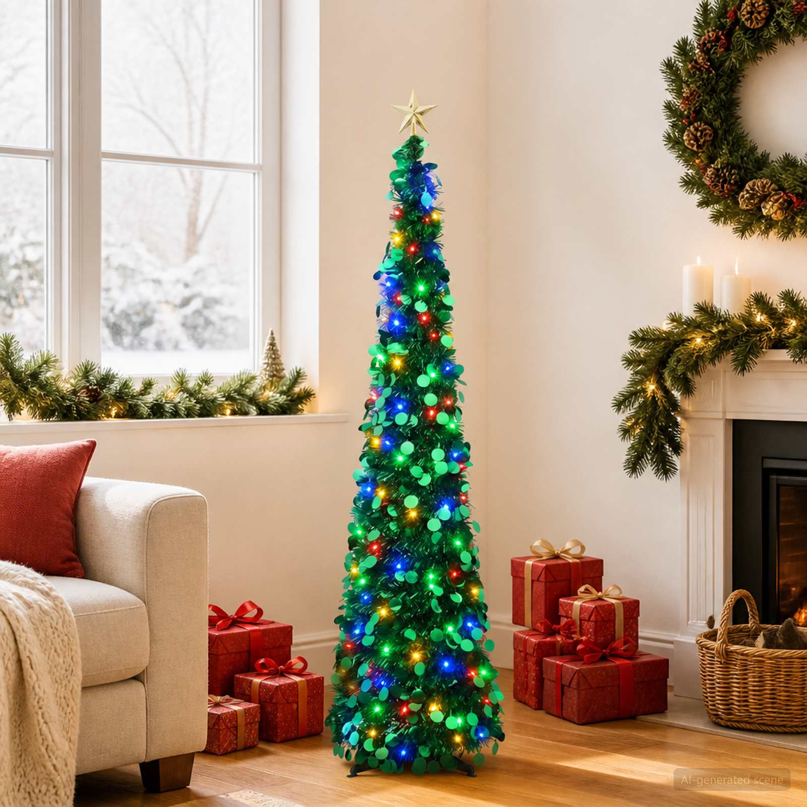 vidaXL Pop-up-LED-juletræ med stjerne 120 cm 50 LED'er PET Grøn