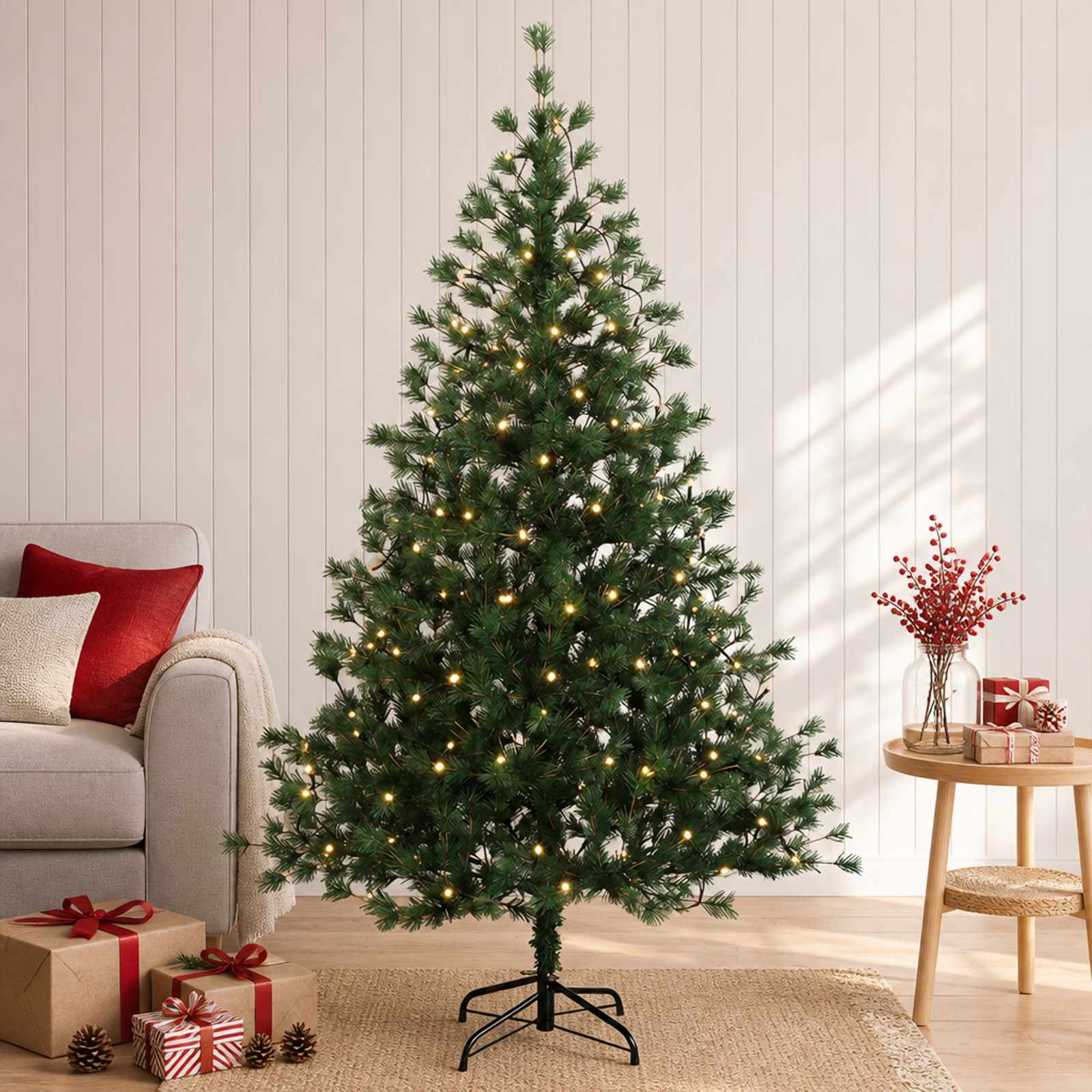 Umetno Zložljivo Božično Drevo 120 cm 150 LED Toplo bela