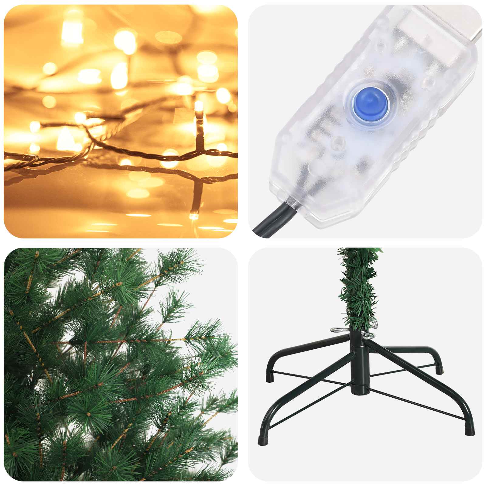 Umetno Zložljivo Božično Drevo 150 cm 150 LED Toplo bela