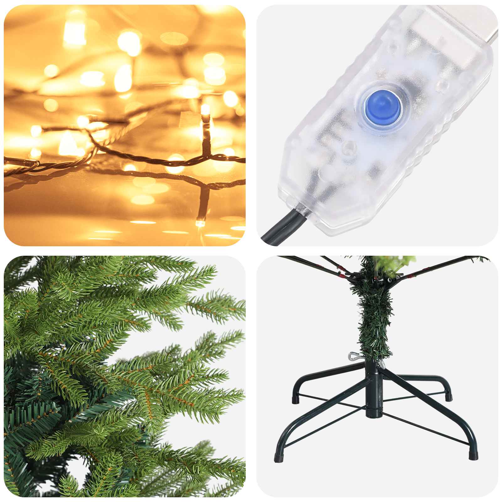 Umetno Zložljivo Božično Drevo 150 cm 150 LED Toplo bela