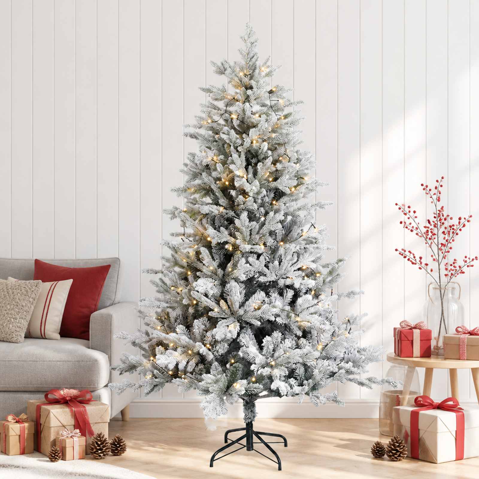 Umetno Zložljivo Božično Drevo 240 cm 300 LED Toplo bela