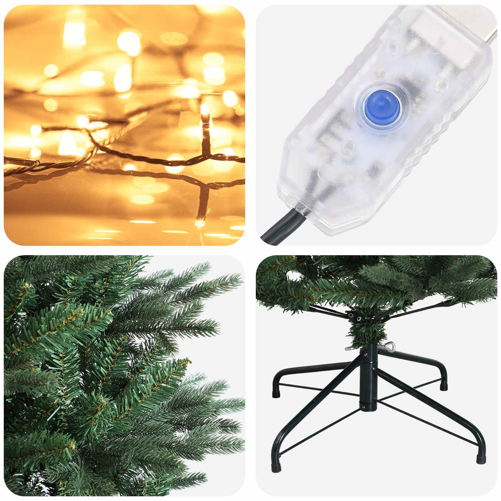Umetno Zložljivo Božično Drevo 120 cm 150 LED Toplo bela