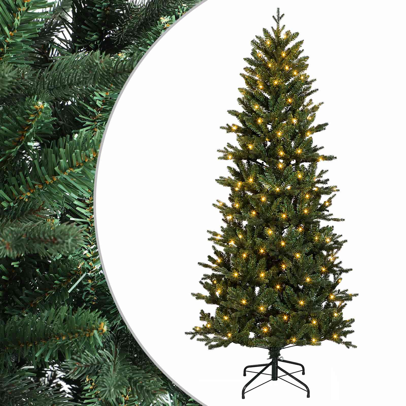 Umetno Zložljivo Božično Drevo 150 cm 150 LED Toplo bela