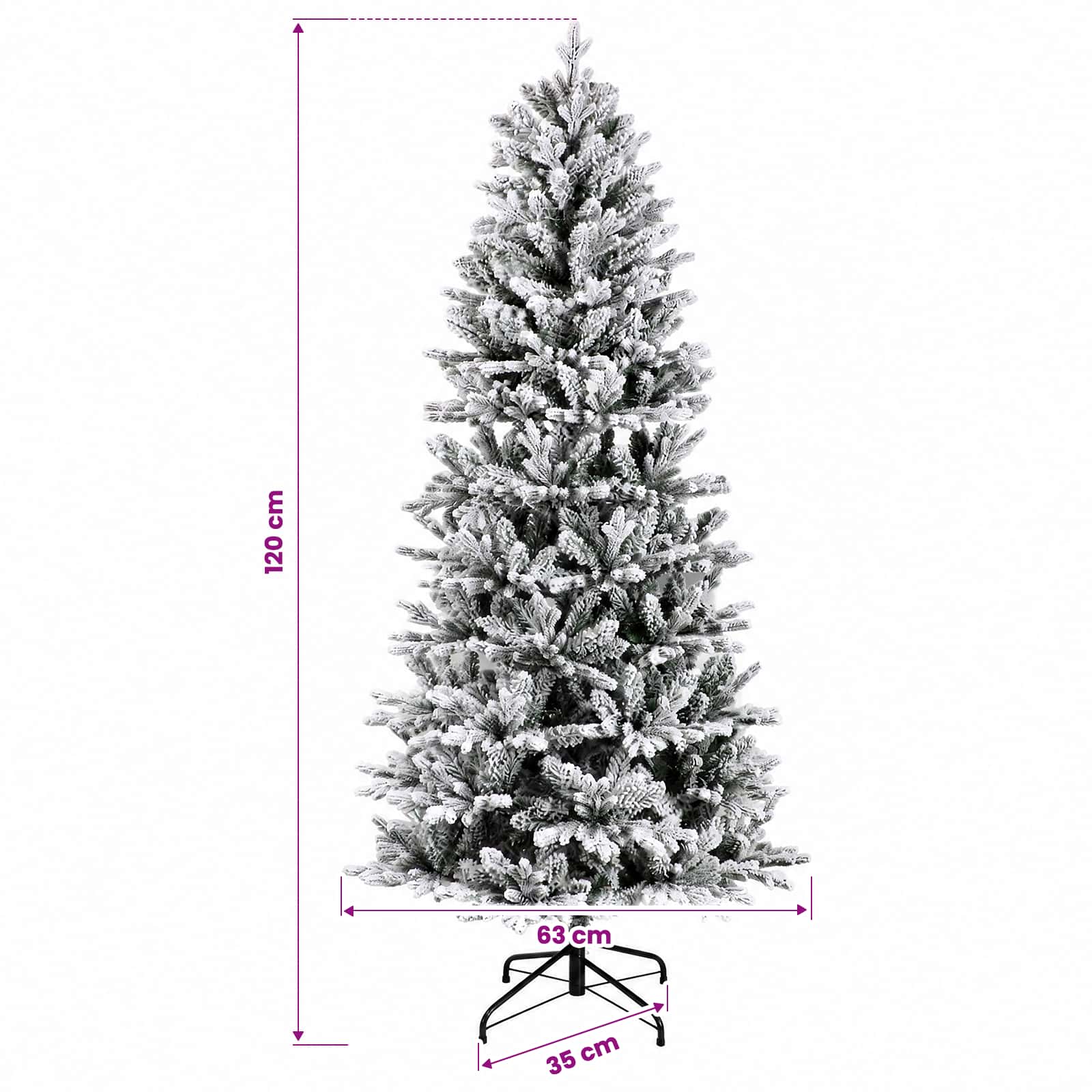 Artificial Christmas Tree with Bauble 150 LEDs size guide